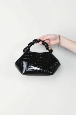 Ganni Tas - Bou Bag Small Patent - Croco Black