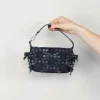 Ganni Tas - Butterfly Small Pouch Bow Eyelet Denim - Dark Navy