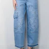 Ganni Jeans - Broderie Anglaise Denim Carpenter Jeans - Light Blue Stone
