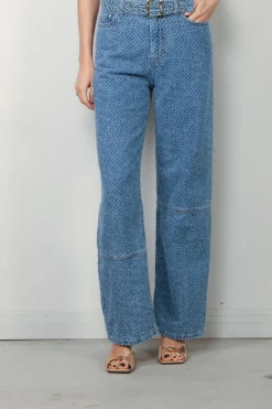 Ganni Jeans - Fluffy Denim Izey Belt - Mid Blue Stone