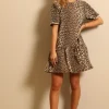 Ganni jurk - J1444 Print Denim Open-back Mini Dress - Leopard