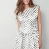 Ganni Jurk - Printed Double Satin Corset Mini Dress - Egret