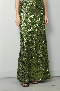 Ganni Rok - Velvet Sequins Maxi Skirt - Titanite