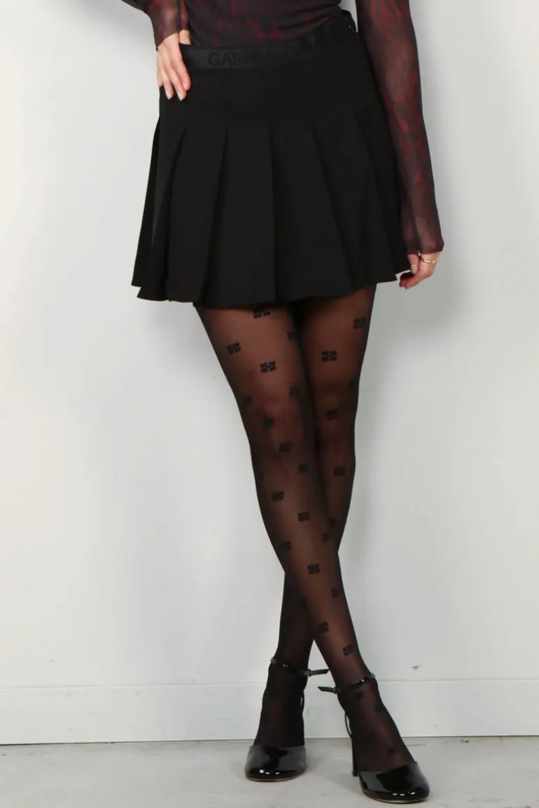 Ganni Rok - Light Twill Pleated Mini Skirt - Black