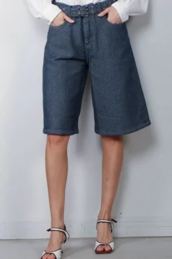 Ganni Short - Heavy Twill Denim Shorts - Rinse