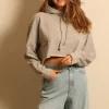 Ganni hoodie - T3567 Isoli Cropped Hoodie - Paloma Melange