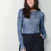 Ganni Top - Marl Mesh Long Sleeve - Denim