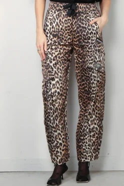 Ganni Broek - Duchesse Nylon Cargo Pants - Leopard