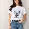 Ganni T-shirt - Basic Jersey Cat Relaxed T-shirt  -  Bright white
