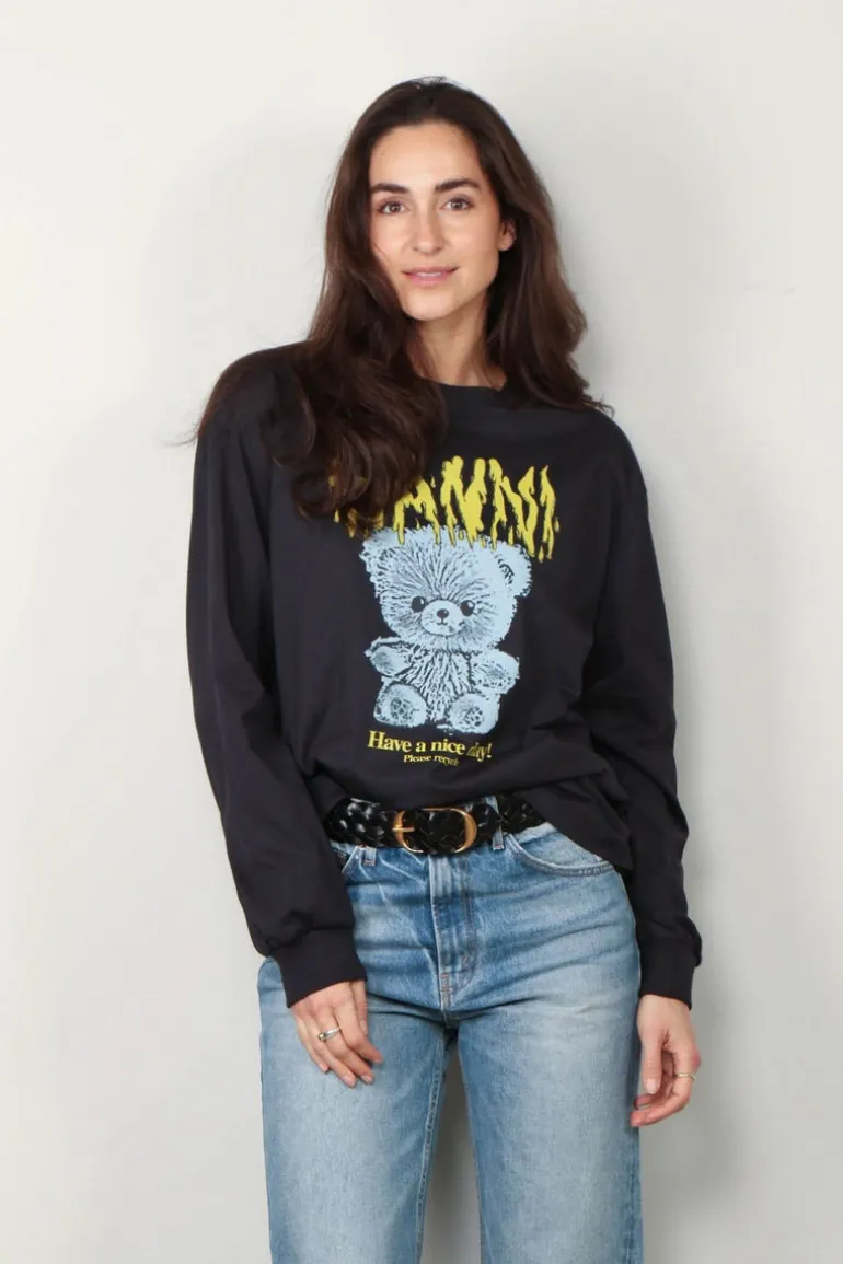 Ganni Shirt - Basic Cotton Teddy Long Sleeve - Phantom