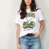 Ganni T-shirt - Basic Jersey Green Cherry Relaxed T-shirt - Bright White