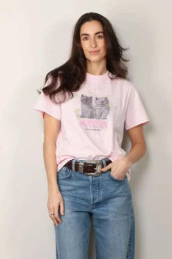 Ganni T-shirt - Basic Jersey Kittens Relaxed T-shirt - Chalk pink