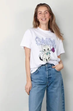 Ganni shirt - T3995 Basic Jersey Rose Cat - Bright White