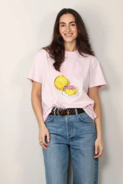 Ganni T-shirt - Basic Jersey Grapefruit Relaxed T-shirt - Chalk pink