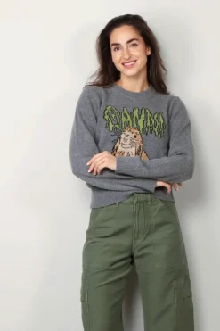 Ganni Trui - Graphic Wool Mix Bunny Crewneck - Frost gray