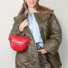 Ganni Jas - Shiny Quilt Midi Jacket - Kalamata