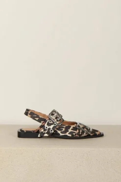 Ganni Ballerina's - Feminine Buckle Ballerina Print - Leopard