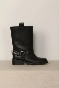 Ganni laarzen - S2275 Biker Tubular Mid Shaft Boot - Black