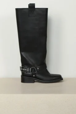 Ganni Laarzen - Biker Tubular Underknee Boot - Black