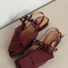 Ganni Ballerina - Big Bow Slingback Ballerina Satin - Dark burgundy
