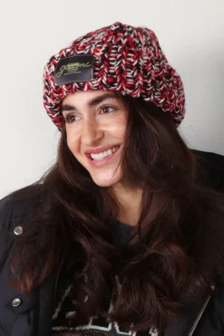 Ganni Muts - Graphic Wool Handknit Beanie - Racing red