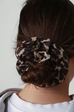Ganni Scrunchie - Printed Cotton Scrunchie - Leopard