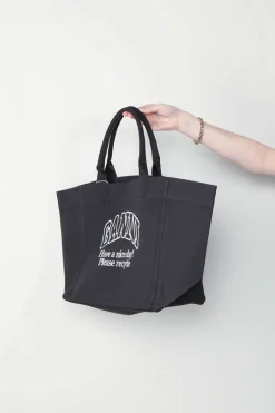 Ganni Tas - Shopper XXL Contrasted Logo - Phantom