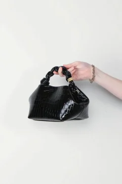 Ganni Tas - Bou Bag Small Patent - Croco Black