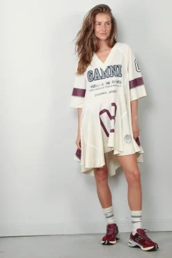 Ganni Jurk - Future Mesh Oversized Mini Dress - Antique White