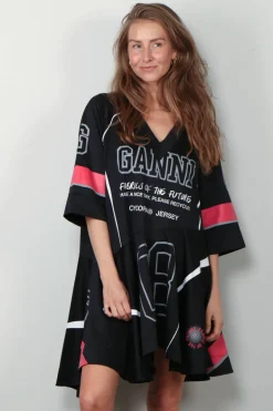 Ganni Jurk - Future Mesh Oversized Mini Dress - Black