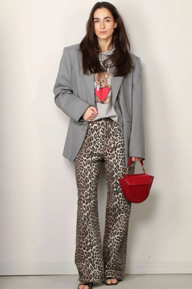 Ganni Hoodie - Isoli Bear Oversized Hoodie - Paloma melange