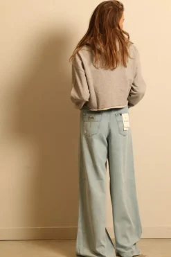 Ganni hoodie - T3567 Isoli Cropped Hoodie - Paloma Melange