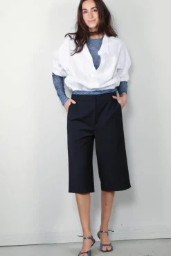 Ganni Top - Marl Mesh Long Sleeve - Denim