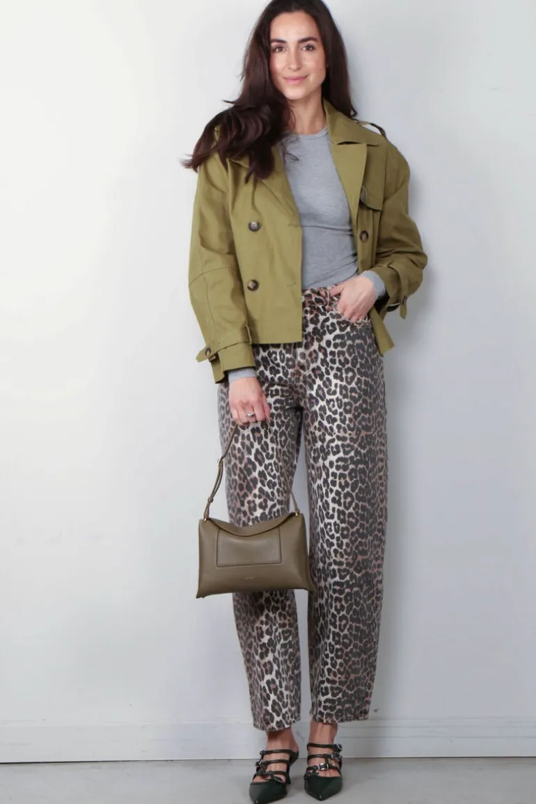 Ganni Broek - Print Denim Stary - Leopard