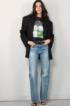 Ganni T-shirt - Basic Jersey BD Teddy Relaxed T-shirt - Phantom