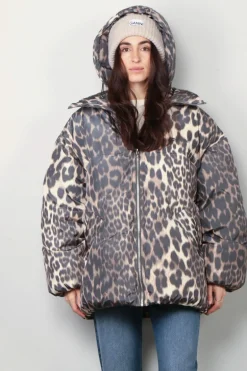 Ganni Jas - Leo Puffers Midi Jacket - Almond milk