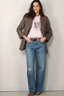 Ganni T-shirt - Basic Jersey Kittens Relaxed T-shirt - Chalk pink