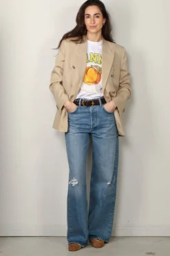 Ganni T-shirt - Basic Jersey Peach Relaxed T-shirt  -  Bright white