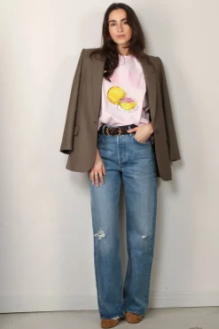 Ganni T-shirt - Basic Jersey Grapefruit Relaxed T-shirt - Chalk pink