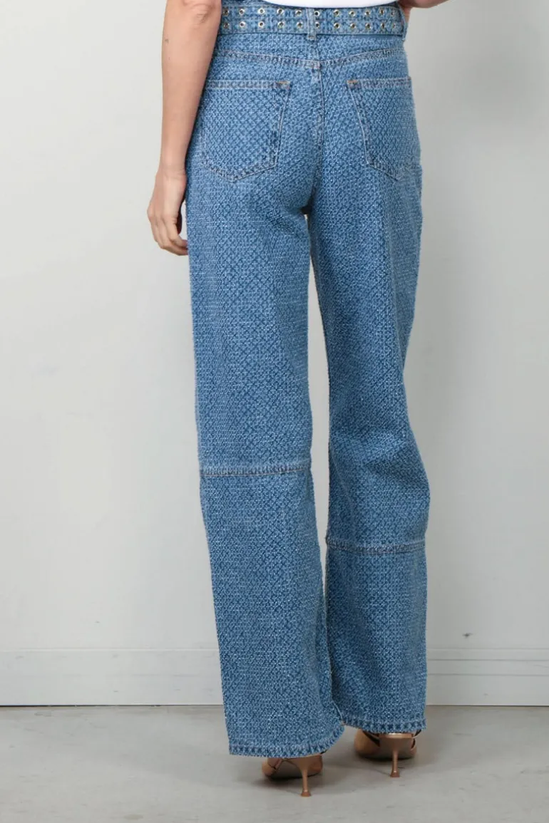 Ganni Jeans - Fluffy Denim Izey Belt - Mid Blue Stone