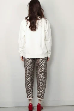 Ganni Sweatshirt - Isoli Kittens Drop Shoulder Sweatshirt - Egret