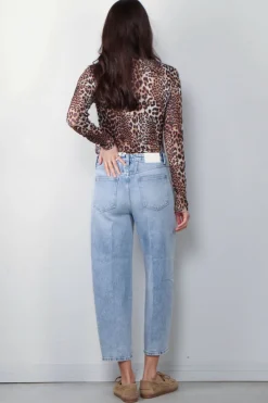 Ganni Top - Printed Marl Mesh Long Sleeve - Leopard