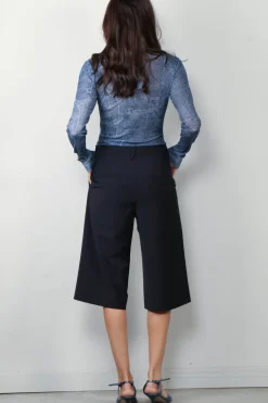 Ganni Top - Marl Mesh Long Sleeve - Denim