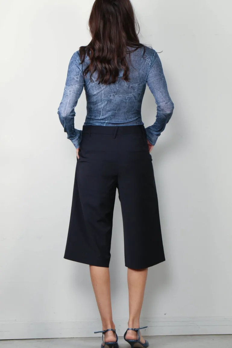 Ganni Top - Marl Mesh Long Sleeve - Denim