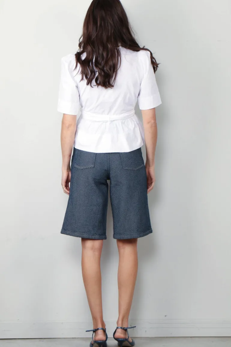 Ganni Top - Washed Stretch Cotton Tie Strap Blouse - Bright White