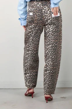 Ganni Broek - Print Denim Stary - Leopard