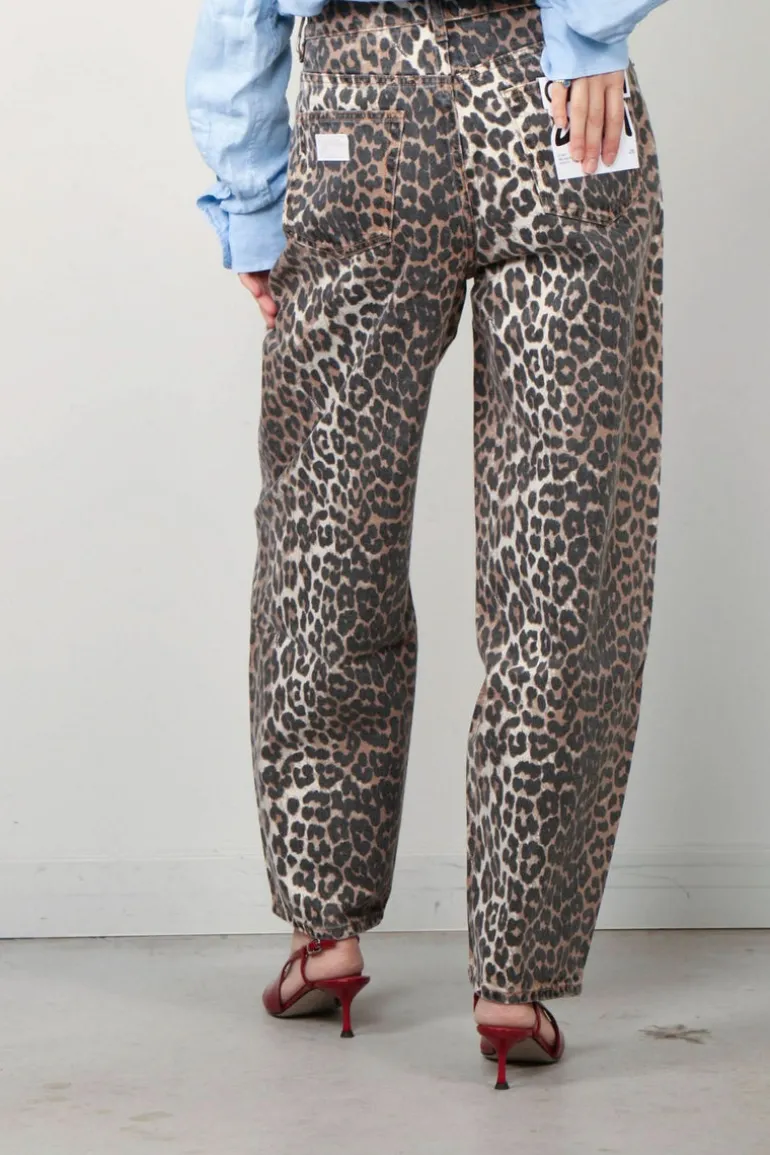 Ganni Broek - Print Denim Stary - Leopard