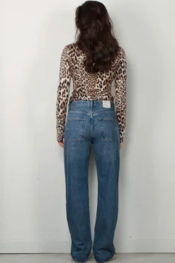 Ganni Top - Fine Merino Jacquard Leopard Polo - Leopard