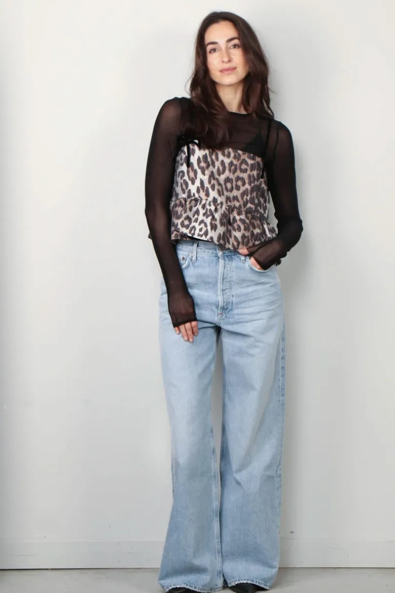 Ganni Top - 3D Jacquard top - Leopard