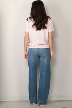 Ganni T-shirt - Basic Jersey Leopard Relaxed T-shirt -Chalk pink